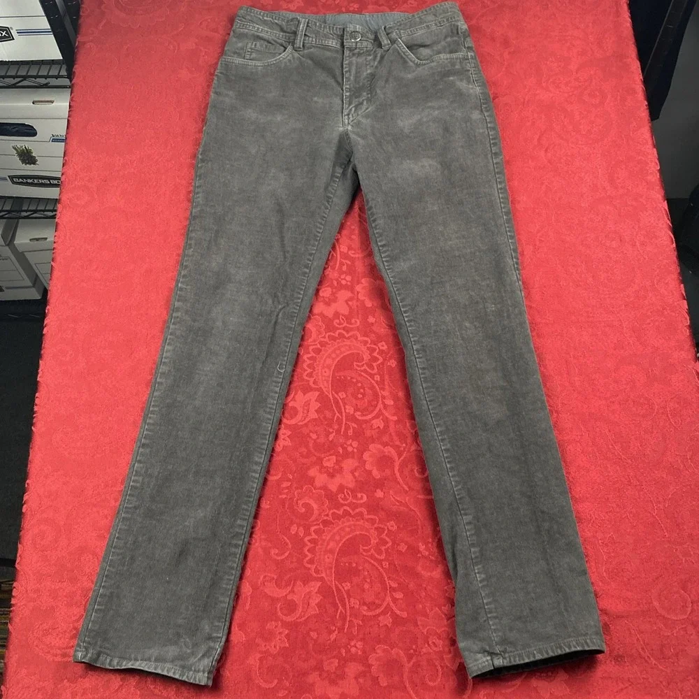 Columbia Corduroy Chino Pants Mens 30x32(meas 30) Gray 5 Pocket Straight Fit‎